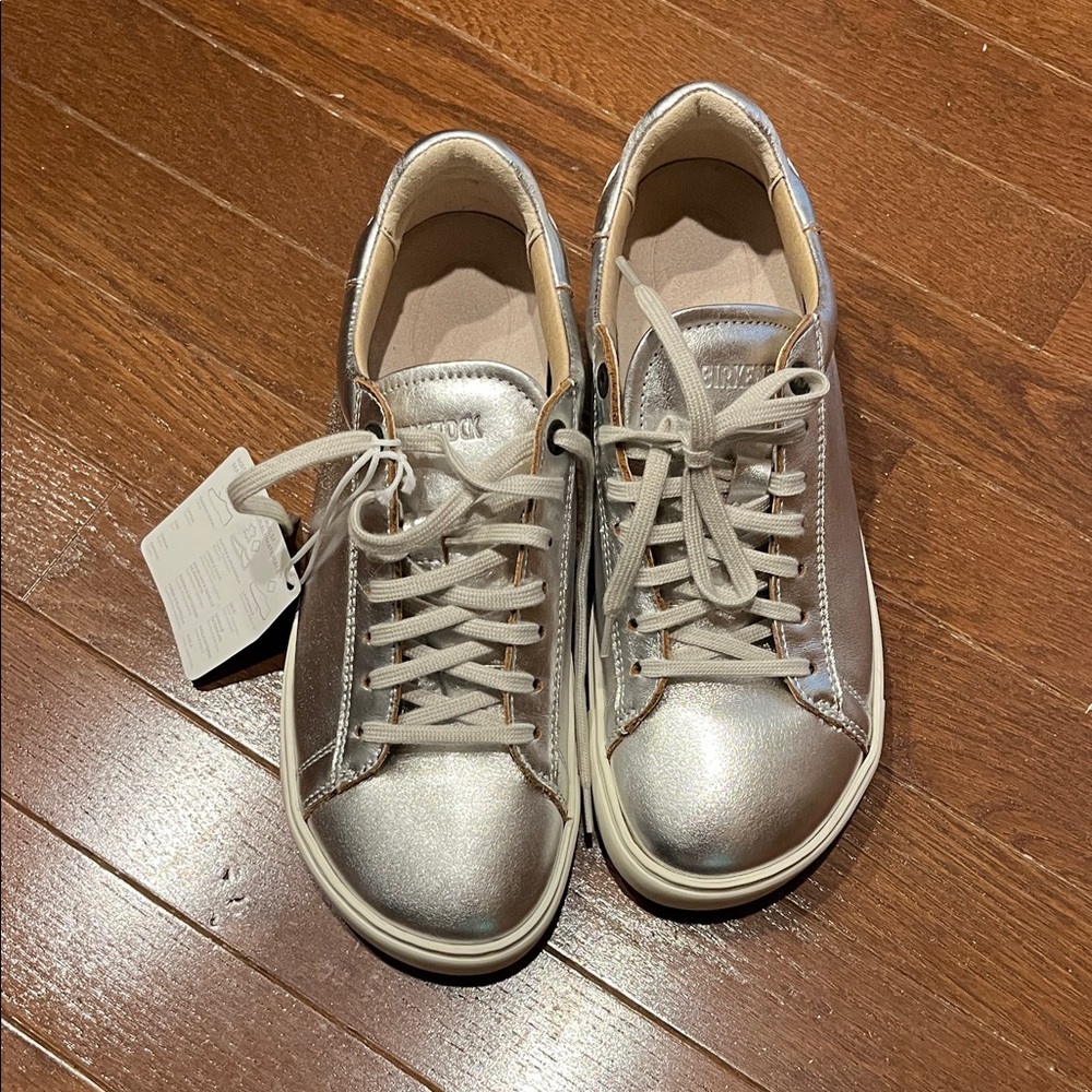 NET Silver Birkenstock lace ups.